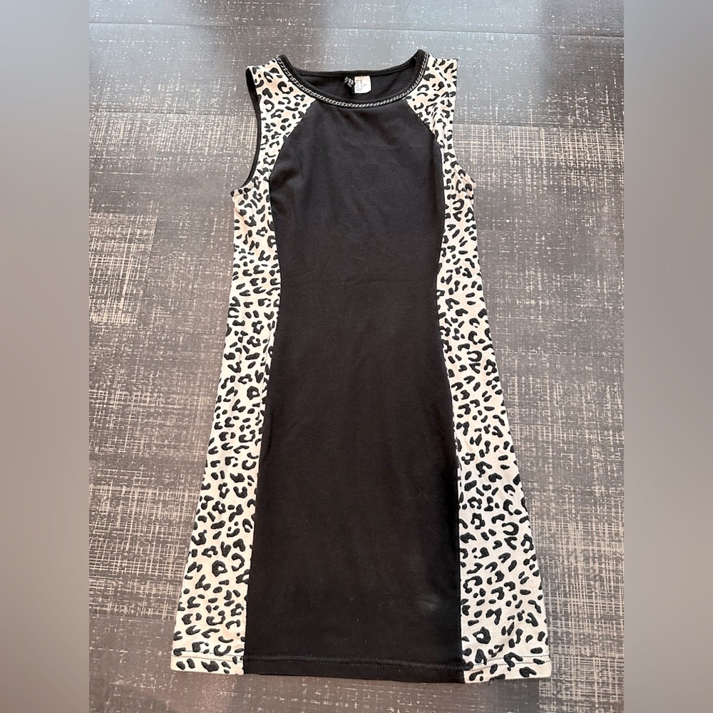 Animal print chain detail body con mini dress